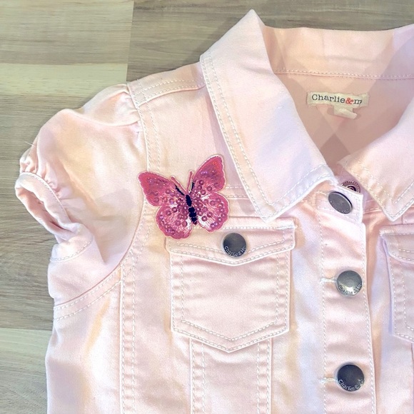 OOAK Pink Puff Sleeve Jacket with butterflies. Size 9 - Picture 4 of 9